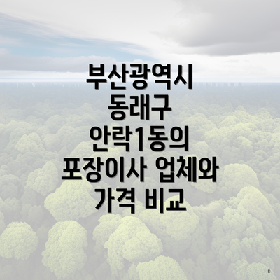 부산광역시 동래구 안락1동의 포장이사 업체와 가격 비교