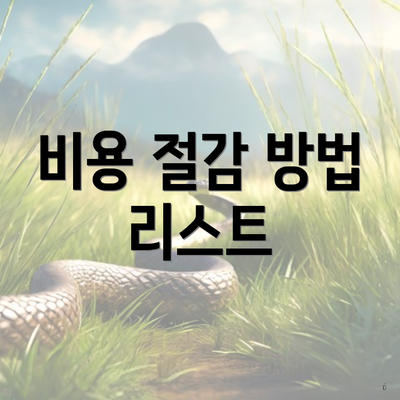 비용 절감 방법 리스트