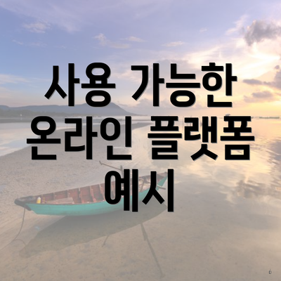 사용 가능한 온라인 플랫폼 예시