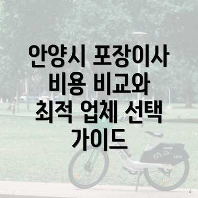 안양시 포장이사 비용 비교와 최적 업체 선택 가이드