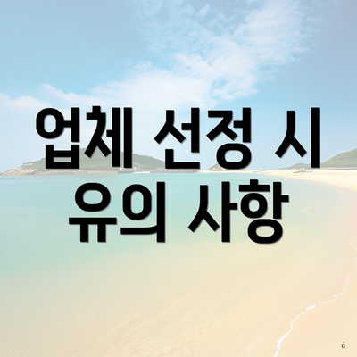 업체 선정 시 유의 사항