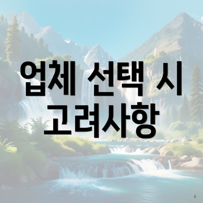 업체 선택 시 고려사항