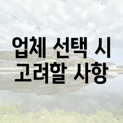 업체 선택 시 고려할 사항