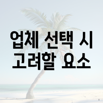 업체 선택 시 고려할 요소