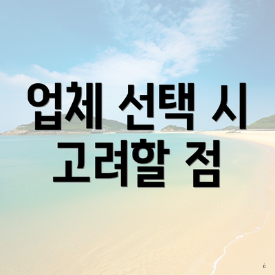 업체 선택 시 고려할 점