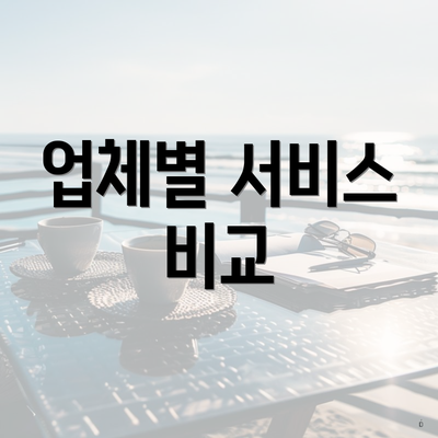 업체별 서비스 비교