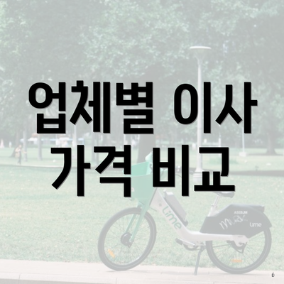 업체별 이사 가격 비교