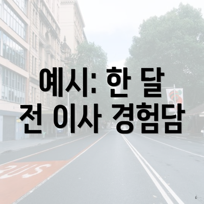 예시: 한 달 전 이사 경험담