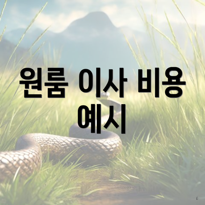 원룸 이사 비용 예시