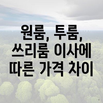 원룸, 투룸, 쓰리룸 이사에 따른 가격 차이