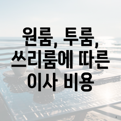 원룸, 투룸, 쓰리룸에 따른 이사 비용