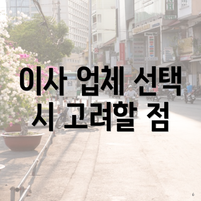 이사 업체 선택 시 고려할 점