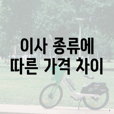 이사 종류에 따른 가격 차이