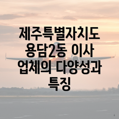 제주특별자치도 용담2동 이사 업체의 다양성과 특징