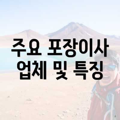주요 포장이사 업체 및 특징