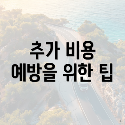 추가 비용 예방을 위한 팁