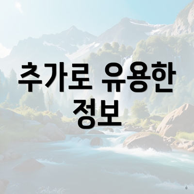 추가로 유용한 정보