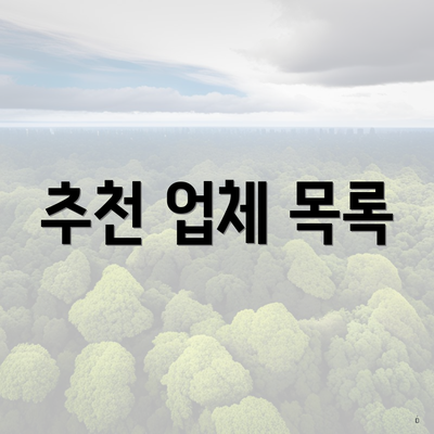 추천 업체 목록