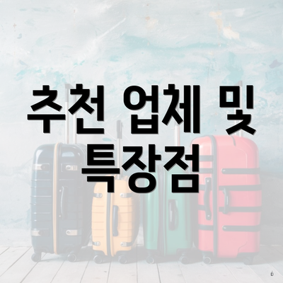 추천 업체 및 특장점