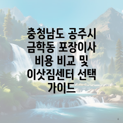 충청남도 공주시 금학동 포장이사 비용 비교 및 이삿짐센터 선택 가이드