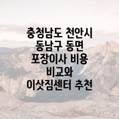 충청남도 천안시 동남구 동면 포장이사 비용 비교와 이삿짐센터 추천