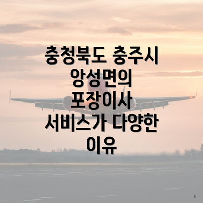 충청북도 충주시 앙성면의 포장이사 서비스가 다양한 이유