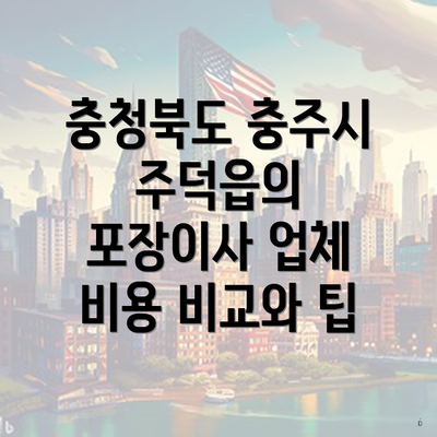 충청북도 충주시 주덕읍의 포장이사 업체 비용 비교와 팁