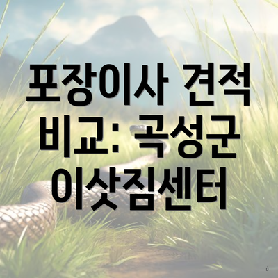 포장이사 견적 비교: 곡성군 이삿짐센터