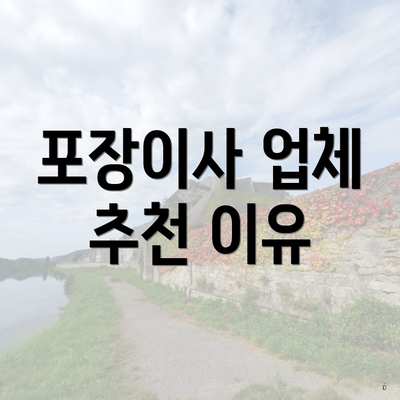 포장이사 업체 추천 이유