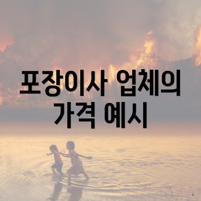 포장이사 업체의 가격 예시