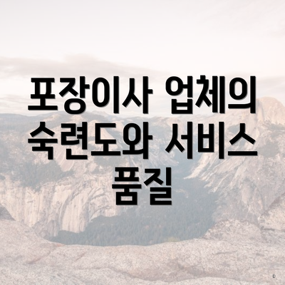 포장이사 업체의 숙련도와 서비스 품질