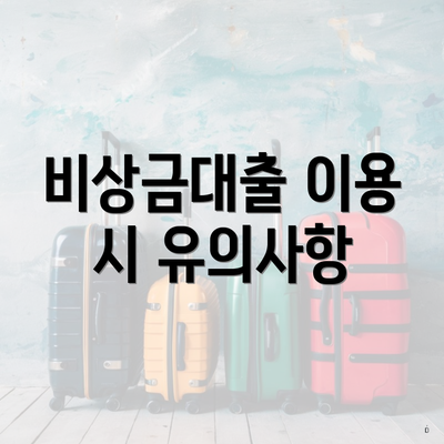 비상금대출 이용 시 유의사항