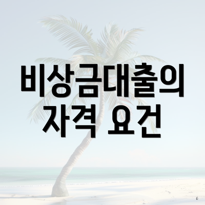 비상금대출의 자격 요건