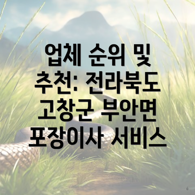 업체 순위 및 추천: 전라북도 고창군 부안면 포장이사 서비스