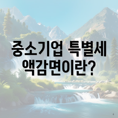중소기업 특별세액감면이란?