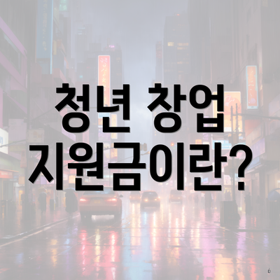 청년 창업 지원금이란?