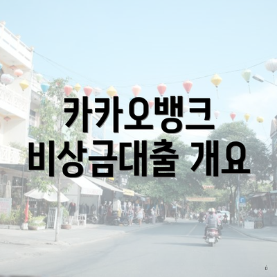 카카오뱅크 비상금대출 개요