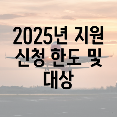 2025년 지원 신청 한도 및 대상