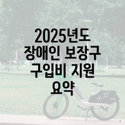 2025년도 장애인 보장구 구입비 지원 요약