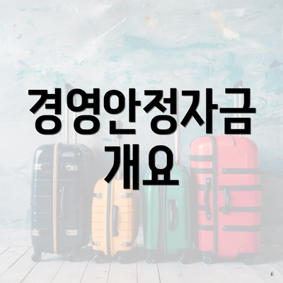 경영안정자금 개요