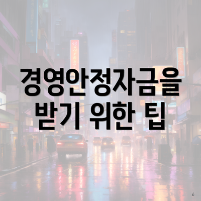 경영안정자금을 받기 위한 팁