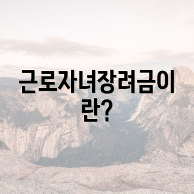 근로자녀장려금이란?