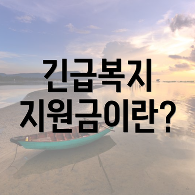 긴급복지 지원금이란?