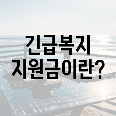 긴급복지 지원금이란?