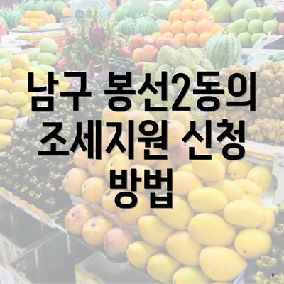 남구 봉선2동의 조세지원 신청 방법