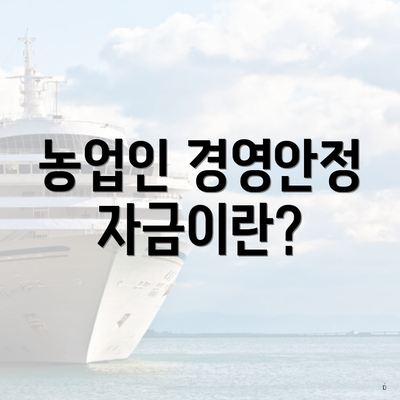 농업인 경영안정자금이란?