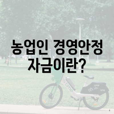 농업인 경영안정자금이란?