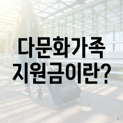 다문화가족 지원금이란?