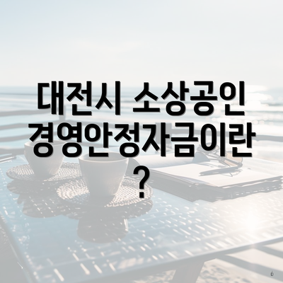 대전시 소상공인 경영안정자금이란?