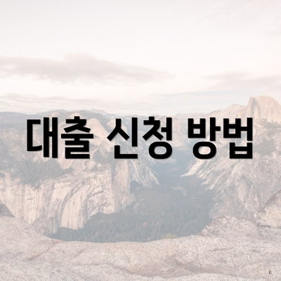 대출 신청 방법